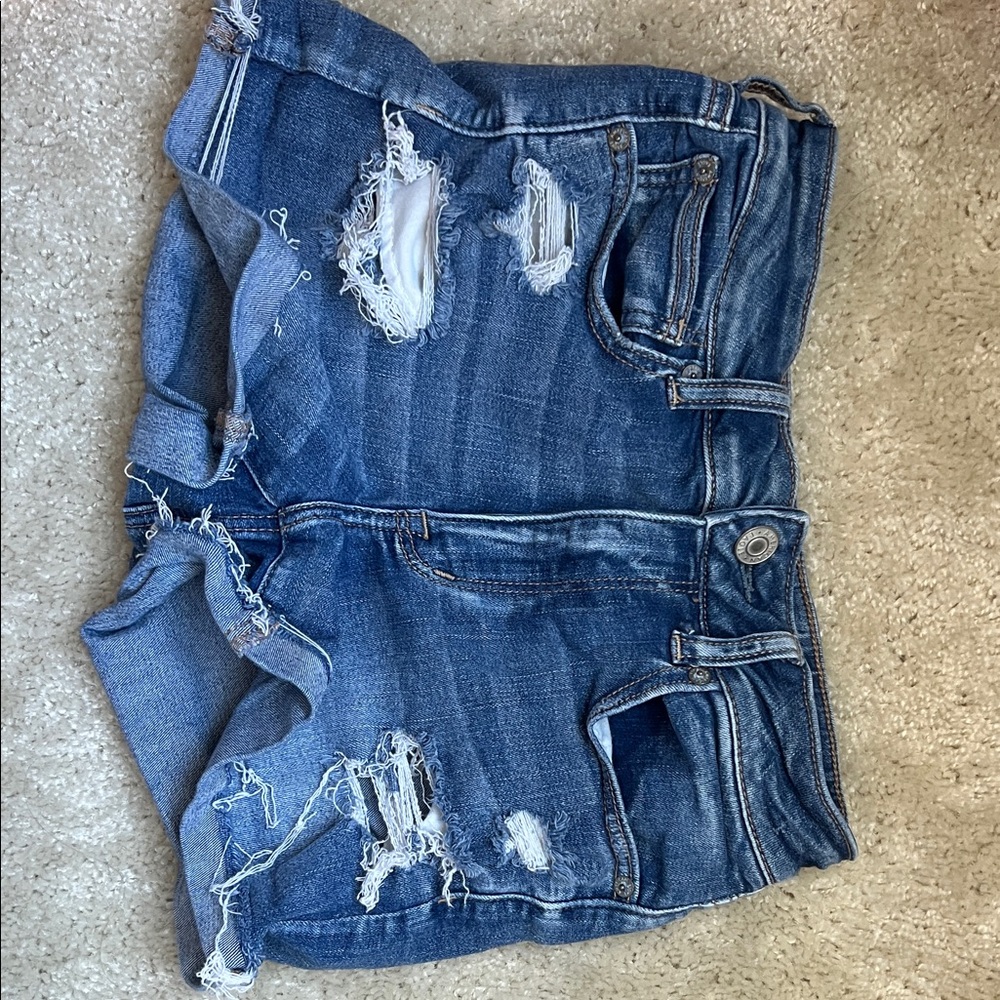 American Eagle Outfitters Blue Distressed Denim Shorts